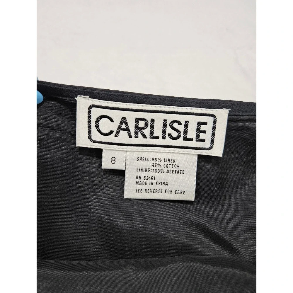 Carlisle Black Linen Cotton Floral Eyelet Embroidered‎ Scalloped Pencil Skirt 8